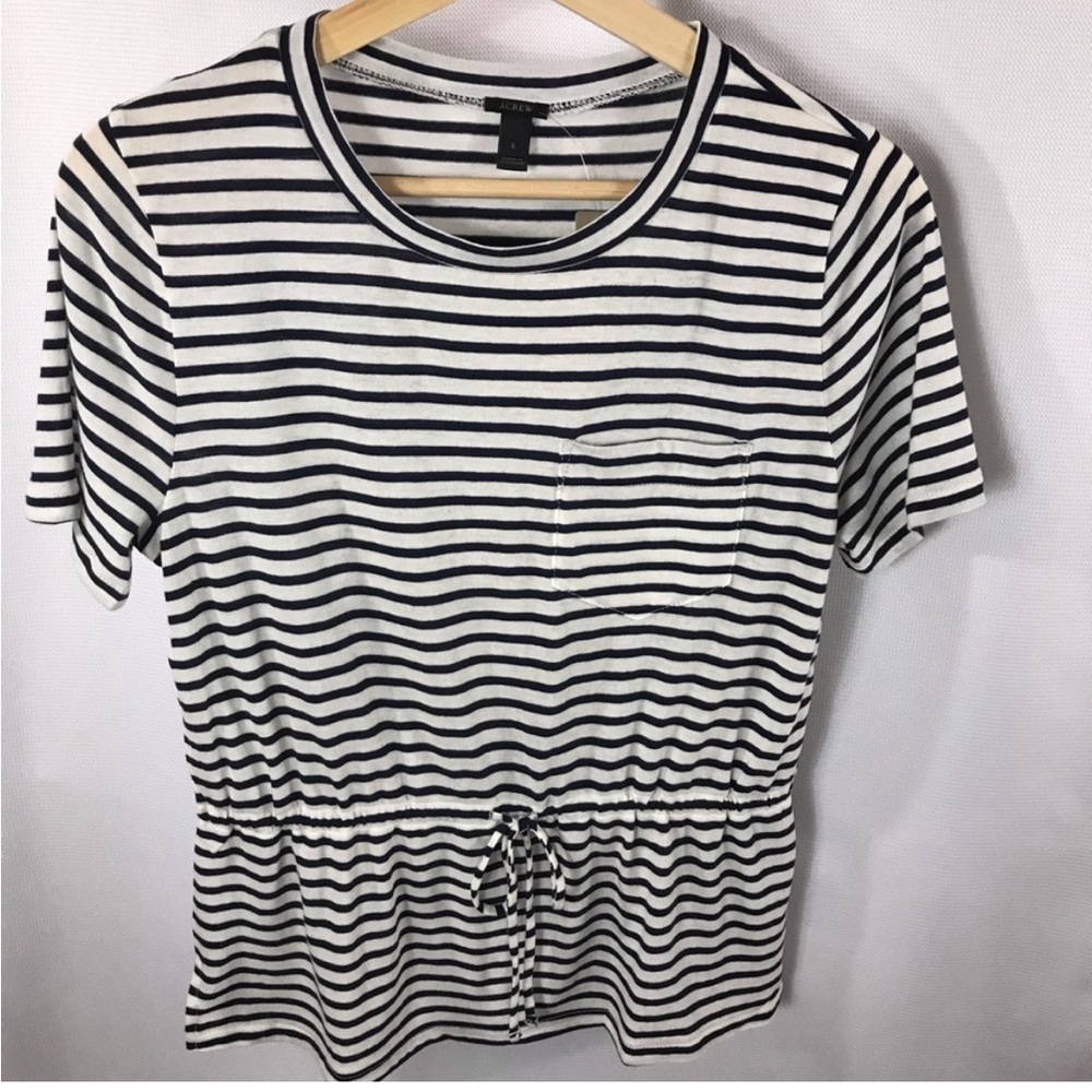 Sale J. Crew striped top MEDIUM brand new drawstring waist navy & white striped